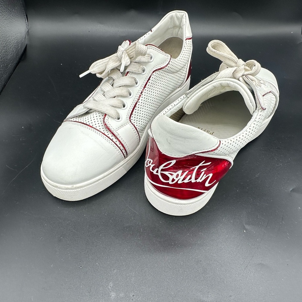 Christian Louboutin White and Red Sneakers